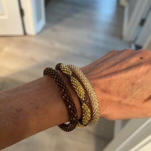 LILY AND LAURA Brown and Gold Beaded Bracelets